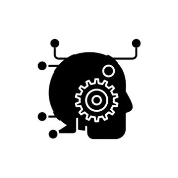 Artificial intelligence black icon, vector sign on isolated background 스톡 일러스트