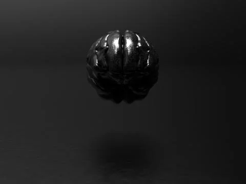 Artificial Intelligence. black metal brain image Stockfoto's