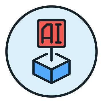 Artificial Intelligence Block vector AI technology colored round icon or lo.. Illustrazione stock