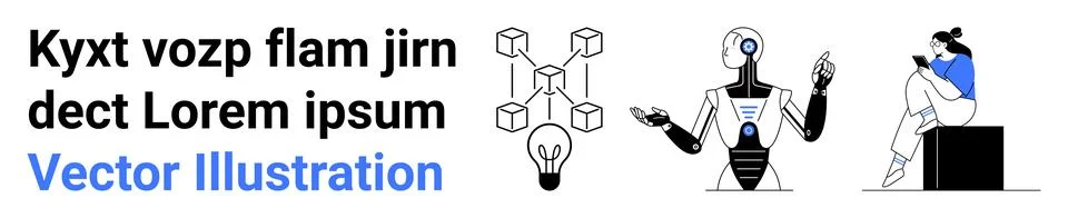 Artificial intelligence, blockchain technology, innovation, modern communicat Stock Illustration