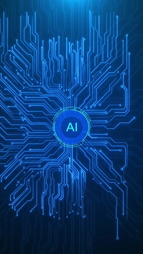 Artificial Intelligence Blue Circuit Visual Stock Footage 333856394