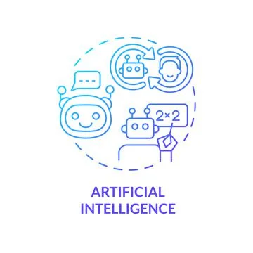 Artificial intelligence blue gradient concept icon 스톡 일러스트