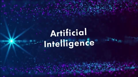 Artificial Intelligence On Blue Purple Horizontal Slanted Digital Space Glitter  Stock Footage 194629007