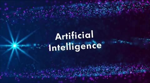 Artificial Intelligence On Blue Purple Horizontal Slanted Digital Space Glitter  Stock Illustration