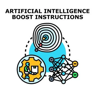 Artificial intelligence boosting instructions and neural network 库存插图
