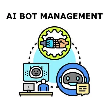 Artificial intelligence bot management and automation concept イラスト素材