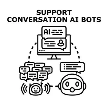 Artificial intelligence bot support conversation system concept Stock Illustration