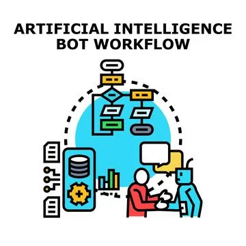 Artificial intelligence bot workflow process automation concept イラスト素材