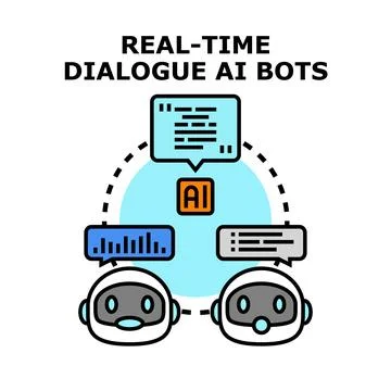 Artificial intelligence bots engaging in real time dialogue Stock Illustration