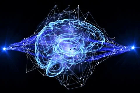 Artificial intelligence Brain 3D Model Stock Illustration