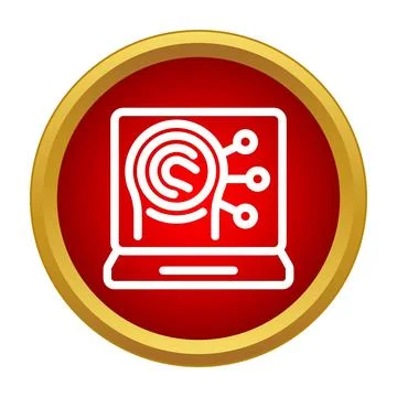 Artificial intelligence brain accessing computer system icon Stockillustratie