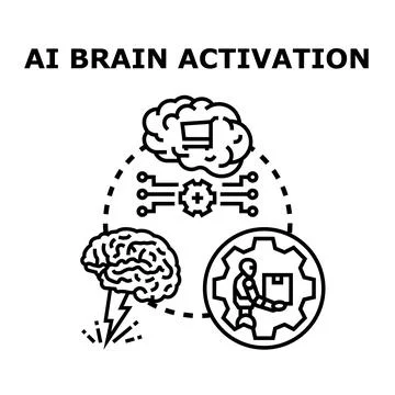 Artificial intelligence brain activating thought processing concept Stock Illustration