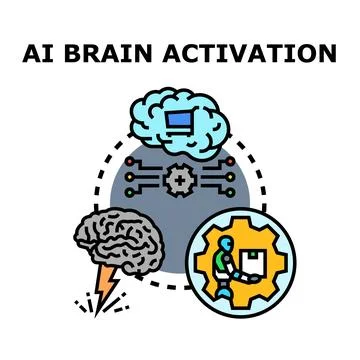 Artificial intelligence brain activating thought processing concept Stock Illustration