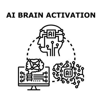 Artificial intelligence brain activation and development concept Stock Illustration