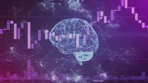 Artificial intelligence brain analyzing financial market trading charts Stock Footage 306580471