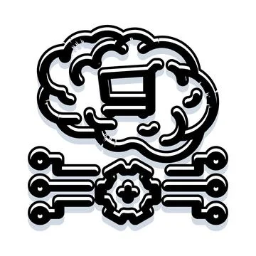 Artificial intelligence brain analyzing online shopping data イラスト素材