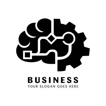 Artificial Intelligence Brain and Gear Logo Design for Business Stock Illustration