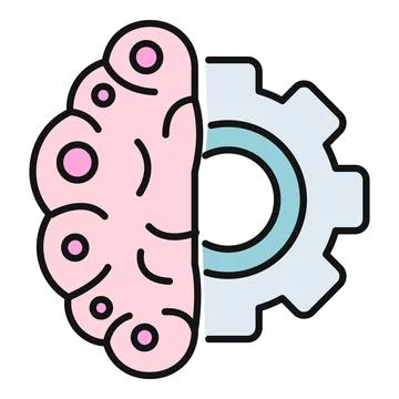 Artificial intelligence brain and gear connection illustrating technology Stockillustratie