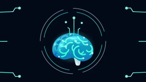 Artificial intelligence brain animation Stockbeeldmateriaal 239827630
