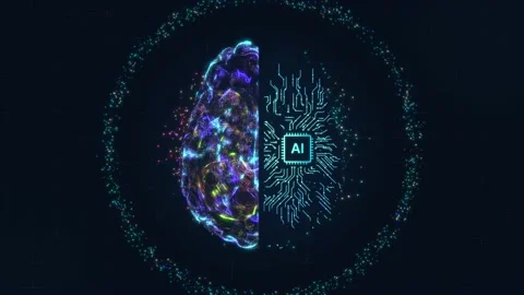 Artificial intelligence brain animation. Futuristic human brain interface Stock Footage 165134159