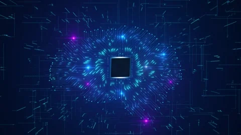 Artificial intelligence brain animation. Futuristic human brain interface Stock Footage 277095504