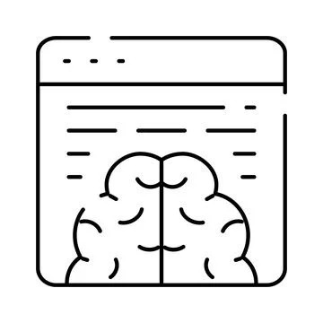Artificial intelligence brain in browser window icon Stock Illustration