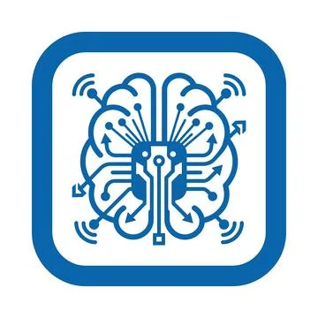 Artificial intelligence brain with central processing unit and data flow ar.. 库存插图