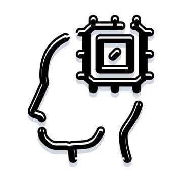 Artificial intelligence brain chip inside human head Stock Illustration