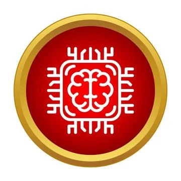 Artificial intelligence brain chip processing data icon Stock Illustration