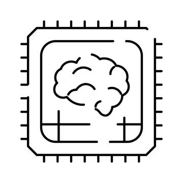 Artificial intelligence brain chip technology concept icon Stock Illustration