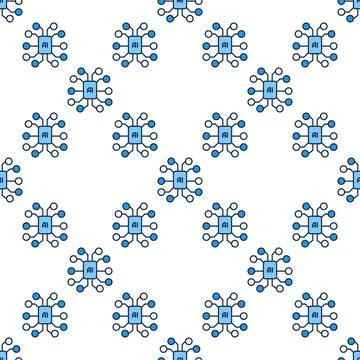 Artificial Intelligence Brain Chip vector AI Technology colored seamless pa.. Stock Illustration