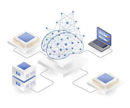 Artificial intelligence with brain chips Stock Illustration