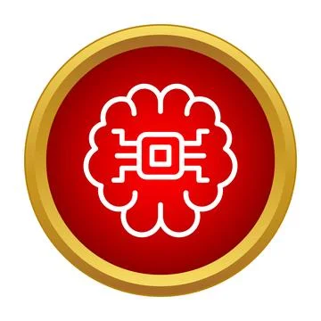Artificial intelligence brain chipset data processing icon Stockillustratie