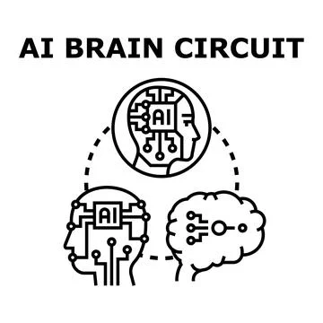 Artificial intelligence brain circuit concept network Stock Illustration