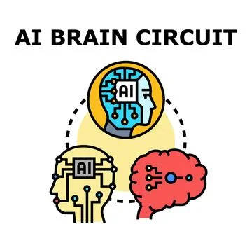 Artificial intelligence brain circuit concept network Stock Illustration