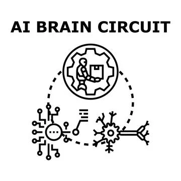 Artificial intelligence brain circuit connecting human and robot Stock Illustration