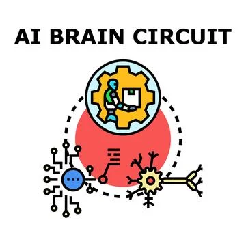 Artificial intelligence brain circuit connecting human and robot Stock Illustration