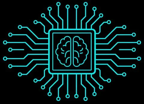 Artificial intelligence brain with circuit connections Stock Illustration