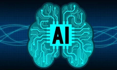 Artificial Intelligence brain with circuit design Stockillustratie