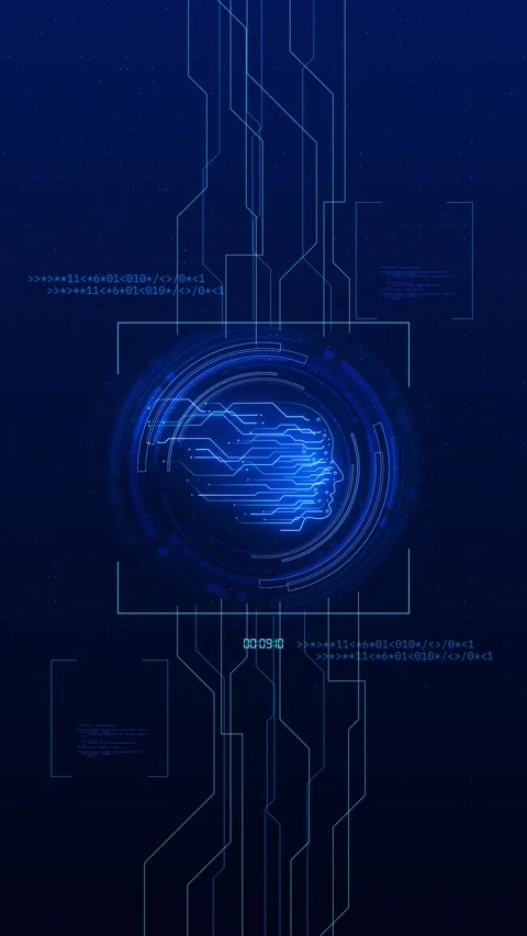 Artificial Intelligence Brain Circuit Digital HUD Interface 스톡 동영상 341357170