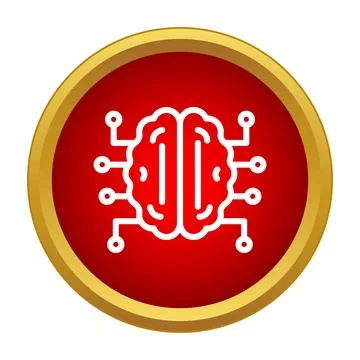 Artificial intelligence brain circuit icon displaying digital technology Stock Illustration