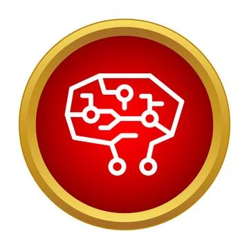 Artificial intelligence brain circuit icon technology concept Illustrazione stock