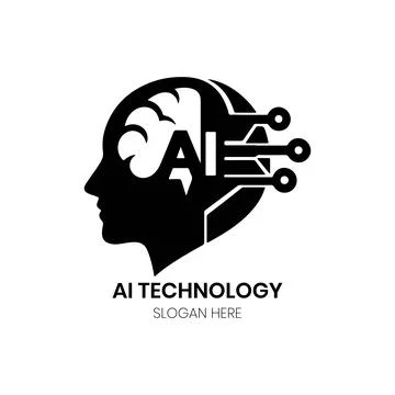 Artificial Intelligence Brain Circuit Logo Design with Head Profile Stock Illustration