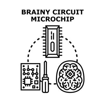 Artificial intelligence brain circuit microchip concept Illustrazione stock