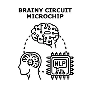 Artificial intelligence brain circuit microchip computing Stock Illustration