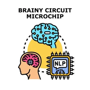 Artificial intelligence brain circuit microchip computing Stock Illustration