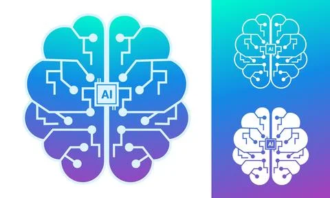 Artificial intelligence brain circuit showing technology and digital innova.. Stock Illustration