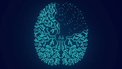 Artificial Intelligence Brain Circuit technology Animation Stock Footage 241073157
