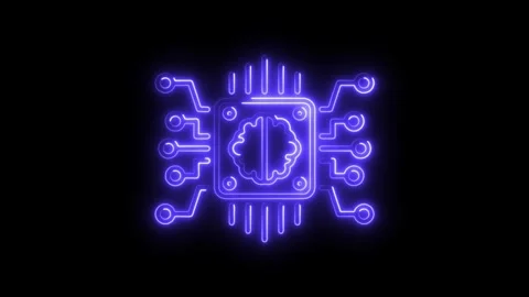 Artificial intelligence brain on computer chip neon style animation Stock Footage 308192321
