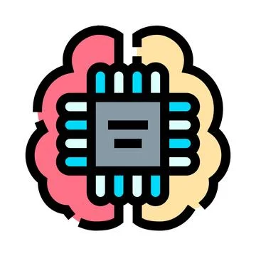 Artificial intelligence brain with computer chip icon イラスト素材